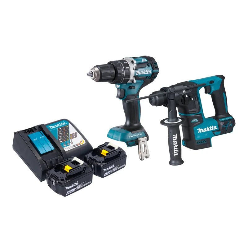 Makita DLX 2278 RM Akku Kombo Kit + DHP 484 Schlagbohrschrauber 54 Nm + DHR 171 Bohrhammer 1,2 J + 2x Akku 4,0 Ah + Ladegerät