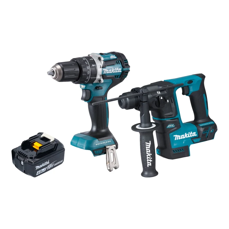 Makita DLX 2278 M1 Akku Kombo Kit + DHP 484 Schlagbohrschrauber 54 Nm + DHR 171 Bohrhammer 1,2 J + 1x Akku 4,0 Ah - ohne Ladegerät