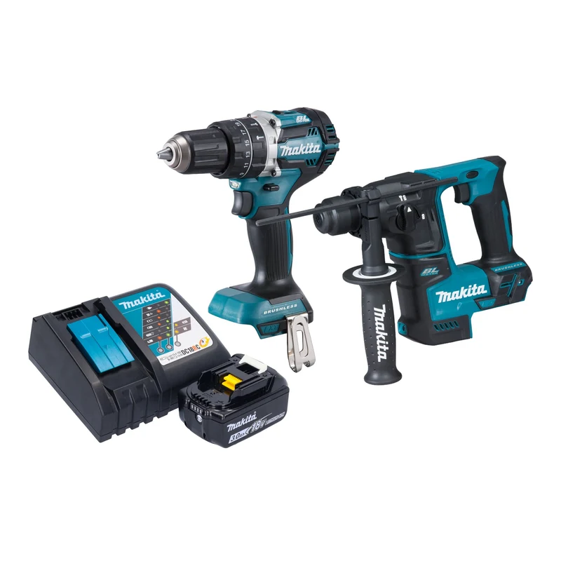 Makita DLX 2278 RF1 Akku Kombo Kit + DHP 484 Schlagbohrschrauber 54 Nm + DHR 171 Bohrhammer 1,2 J + 1x Akku 3,0 Ah + Ladegerät