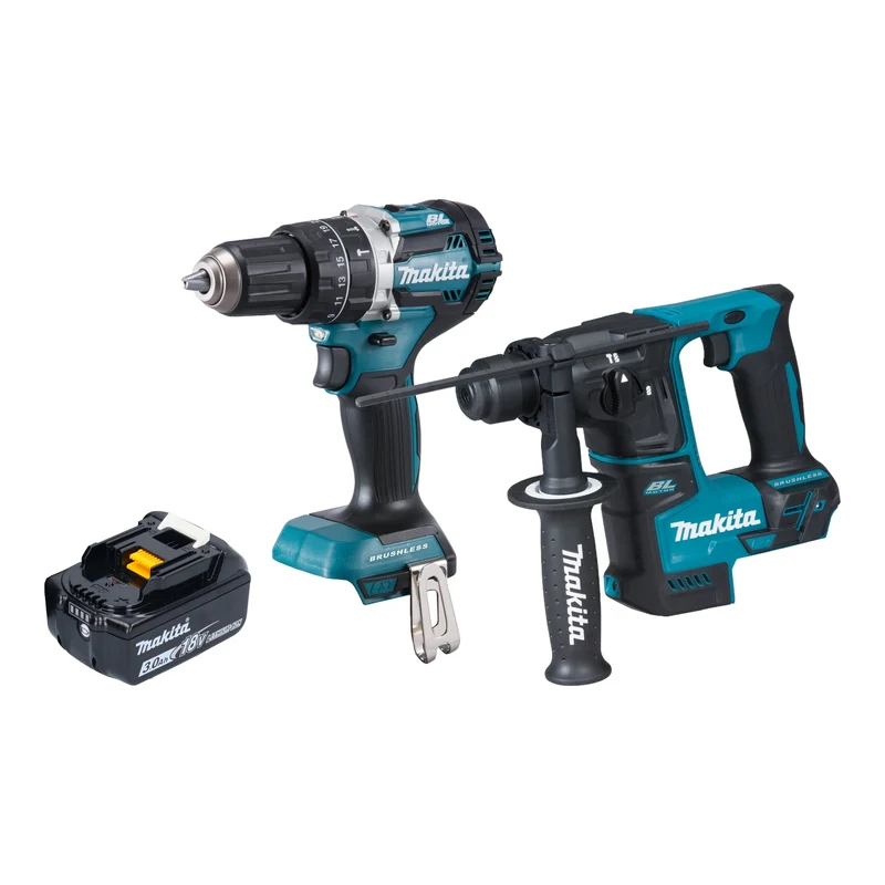 Makita DLX 2278 F1 Akku Kombo Kit + DHP 484 Schlagbohrschrauber 54 Nm + DHR 171 Bohrhammer 1,2 J + 1x Akku 3,0 Ah - ohne Ladegerät
