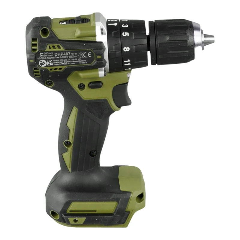 Makita DHP 487 ZO Akku Schlagbohrschrauber 18 V 40 Nm Brushless Olive Outdoor Adventure Serie Solo - ohne Akku, ohne Ladegerät
