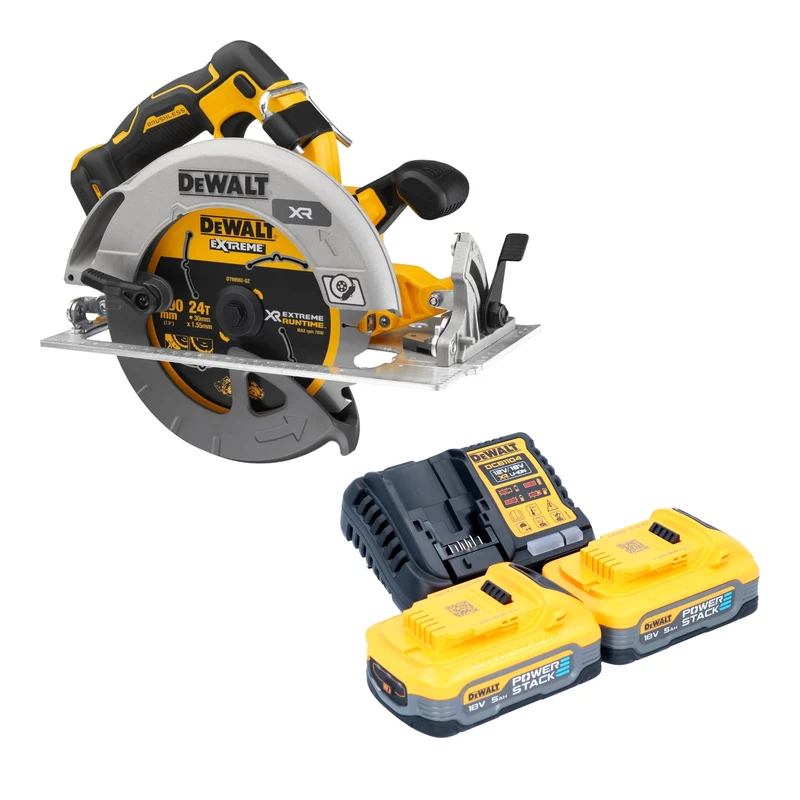 DeWalt DCS 573 H2 Akku Handkreissäge 18 V 190 x 30 mm Brushless + 2x Akku Powerstack 5,0 Ah + Ladegerät