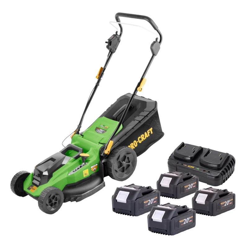 Procraft PLM23bb Akku Rasenmäher 40 V ( 2x 20 V ) 430 mm Brushless + 4x Akku 4,0 Ah + Ladegerät