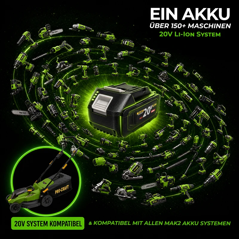 Procraft PLM23bb Akku Rasenmäher 40 V ( 2x 20 V ) 430 mm Brushless Solo - ohne Akku, ohne Ladegerät