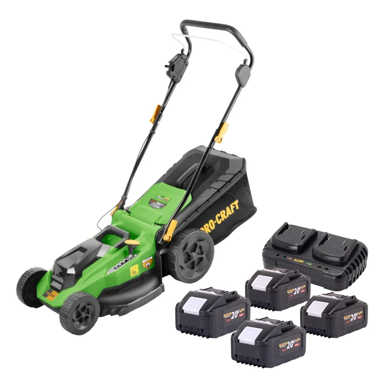 Procraft PLM23bb Akku Rasenmäher 40 V ( 2x 20 V ) 430 mm Brushless + 4x Akku 8,0 Ah + Ladegerät