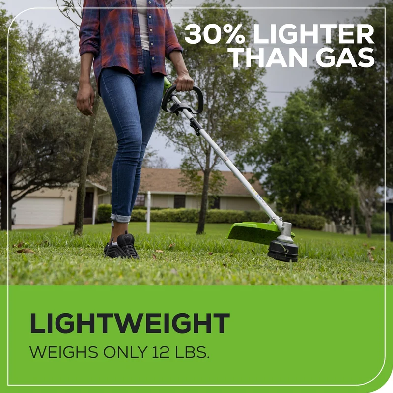 48V (24V x 2) 16" Cordless Battery String Trimmer (Attachment Capable): (2) 4.0 Ah USB Batteries and Dual-Port Charger