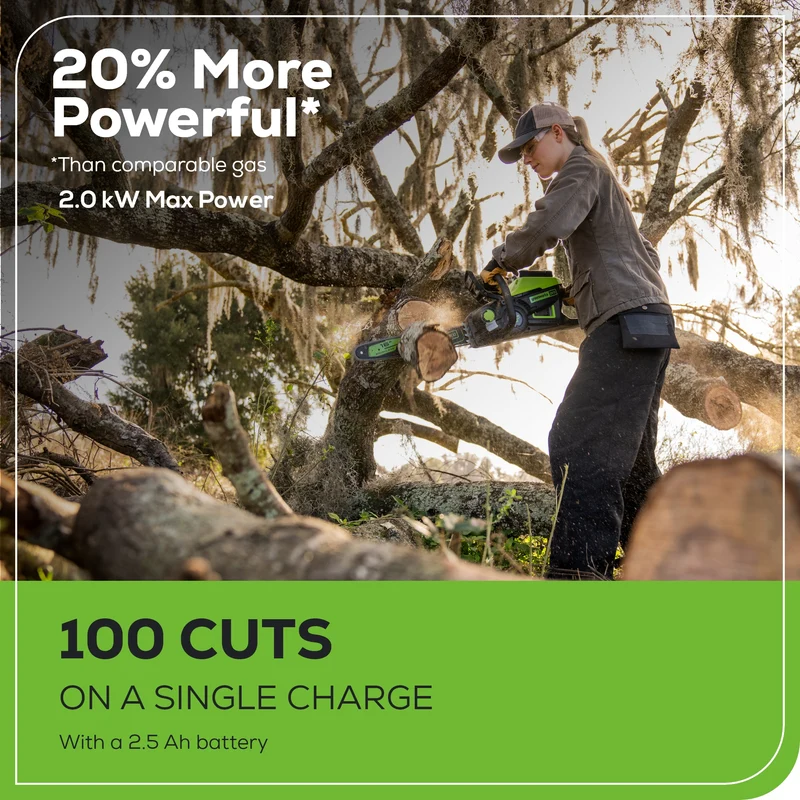 60V 16" Cordless Battery 2.0kW Chainsaw w/ 2.5Ah Battery & Charger