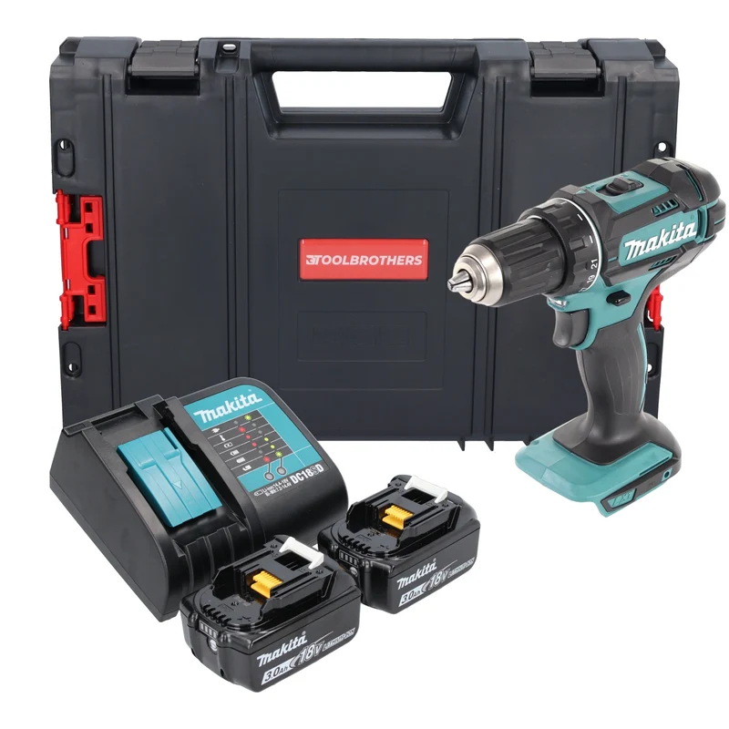 Makita DDF 482 SFJ-R Akku Bohrschrauber 18V 62Nm + 2x Akku 3,0 Ah + Ladegerät + RHINO