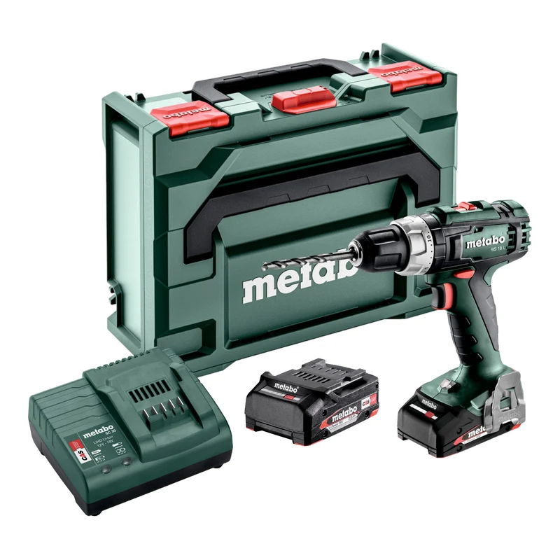 Metabo BS 18 L Akku Bohrschrauber 18 V 50 Nm ( 602321500 ) + 2x Akku 2,0 Ah + Ladegerät + Metabox