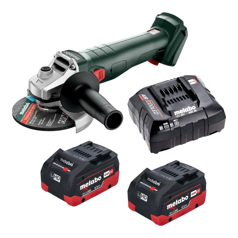 Metabo W 18 7-125 Akku Winkelschleifer 18 V 125 mm + 2x LiHD Akku 5,5 Ah + Ladegerät