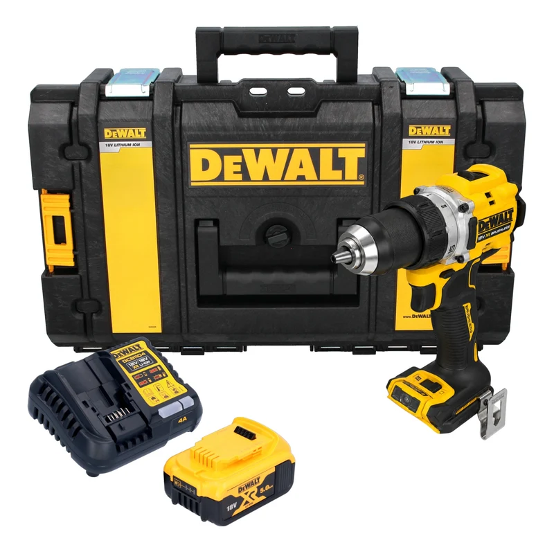 DeWalt DCD 800 P1 Akku Bohrschrauber 18 V 90 Nm Brushless + 1x Akku 5,0 Ah + Ladegerät + Tough Box