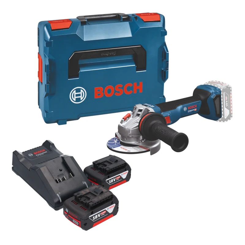 Bosch GWS 18V-11 Professional Akku Winkelschleifer 18 V 125 mm Brushless + 2x Akku 5,0 Ah + Ladegerät + L-Boxx