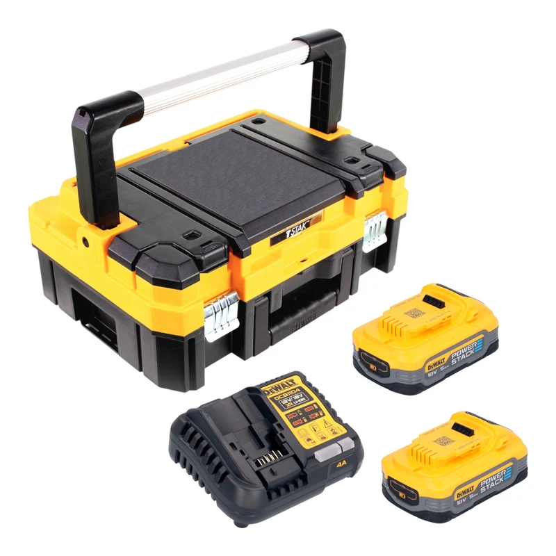 DeWalt DCB 1104 H2T Akku Starter Set 18 V mit 2x Powerstack Akku 5,0 Ah + DCB 1104 Ladegerät + TSTAK