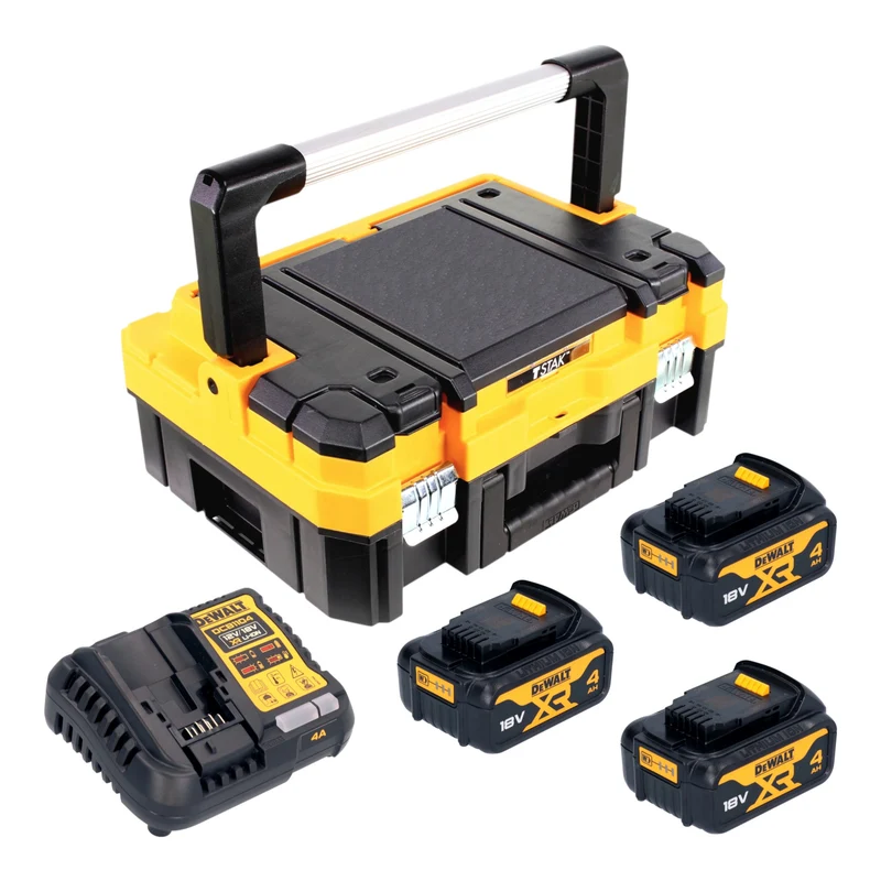 DeWalt DCB 1104 M3T Akku Starter Set 18 V mit 3x Akku 4,0 Ah + DCB 1104 Ladegerät + TSTAK