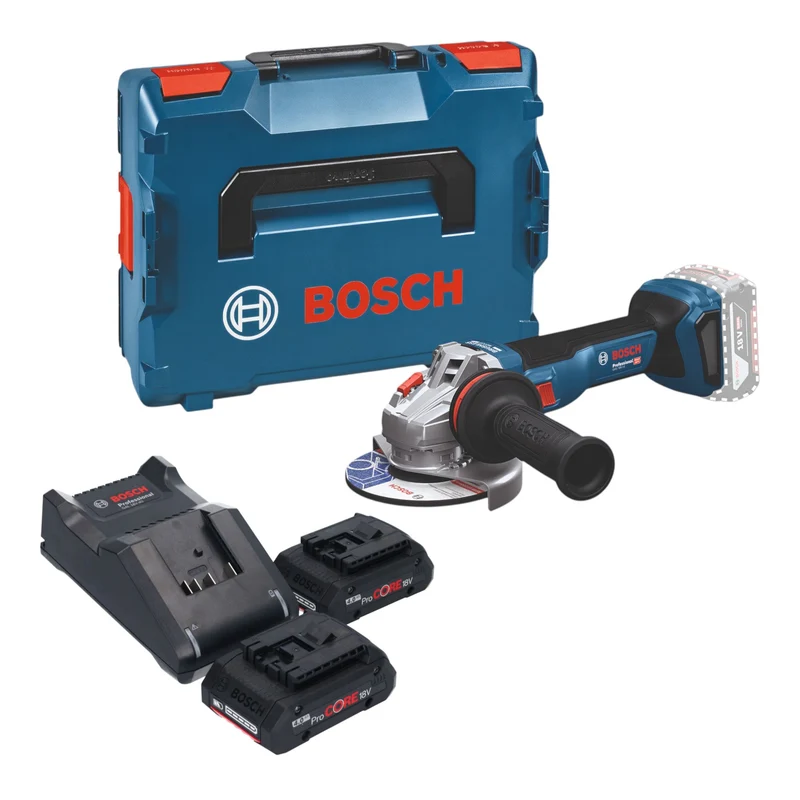 Bosch GWS 18V-11 Professional Akku Winkelschleifer 18 V 125 mm Brushless + 2x ProCORE Akku 4,0 Ah + Ladegerät + L-Boxx