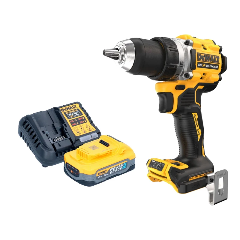 DeWalt DCD 800 H1 Akku Bohrschrauber 18 V 90 Nm Brushless + 1x Powerstack Akku 5,0 Ah + Ladegerät