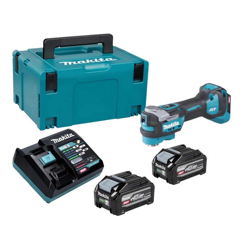 Makita TM 001 GU201 Akku Multifunktionswerkzeug 40 V max. Starlock Max Brushless + 2x Akku 4,0 Ah + Ladegerät + Makpac