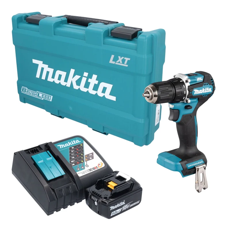 Makita DDF 487 RT1K Akku Bohrschrauber 18 V 40 Nm Brushless + 1x Akku 5,0 Ah + Ladegerät + Koffer