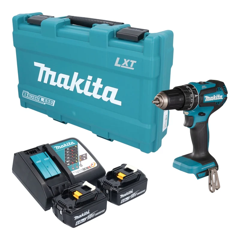 Makita DHP 485 RGK Akku Schlagbohrschrauber 18 V 50 Nm Brushless + 2x Akku 6,0 Ah + Ladegerät + Koffer