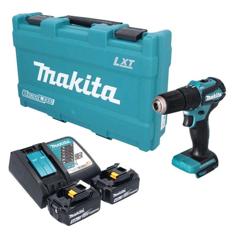 Makita DHP 483 RMK Akku Schlagbohrschrauber 18 V 40 Nm Brushless + 2x Akku 4,0 Ah + Ladegerät + Koffer