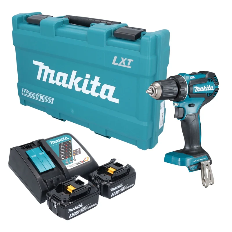 Makita DDF 485 RFK Akku Bohrschrauber 18 V 50 Nm Brushless + 2x Akku 3,0 Ah + Ladegerät + Koffer