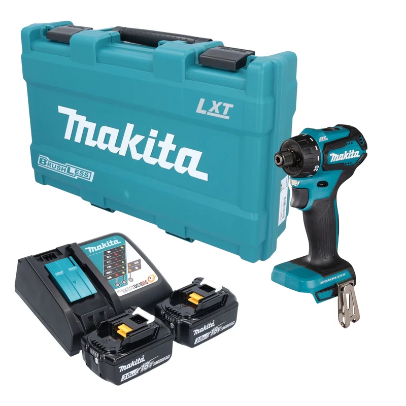 Makita DDF 083 RFK Akku Bohrschrauber 18 V 40 Nm 1/4" Brushless + 2x Akku 3,0 Ah + Ladegerät + Koffer