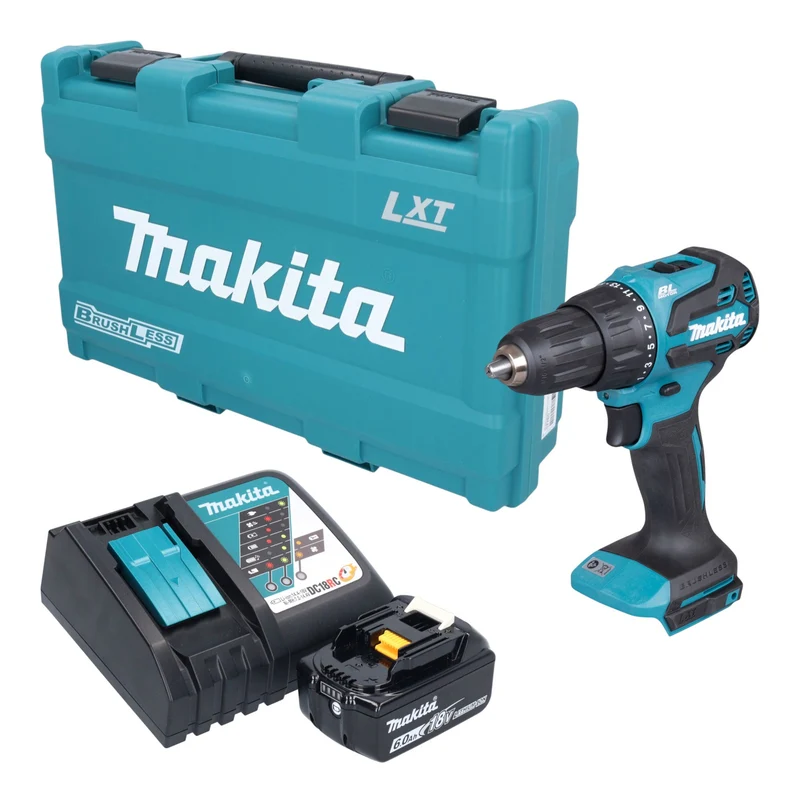 Makita DHP 490 RG1K Akku Schlagbohrschrauber 18 V 65 Nm Brushless + 1x Akku 6,0 Ah + Ladegerät + Koffer