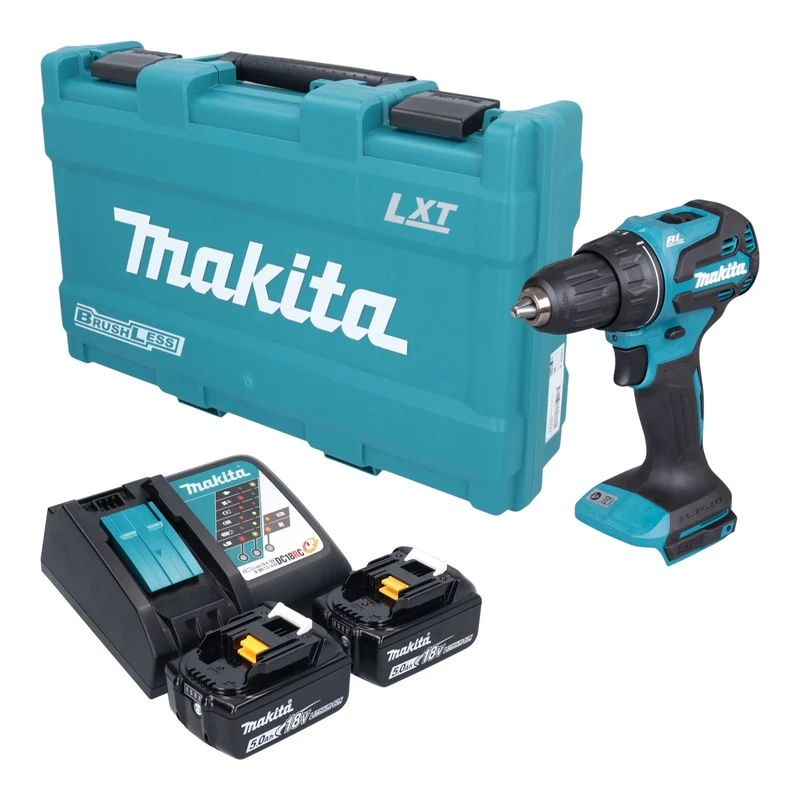 Makita DDF 490 RTK Akku Bohrschrauber 18 V 65 Nm Brushless + 2x Akku 5,0 Ah + Ladegerät + Koffer
