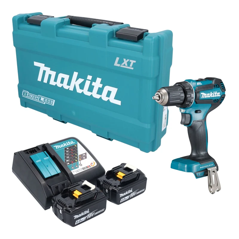 Makita DDF 485 RGK Akku Bohrschrauber 18 V 50 Nm Brushless + 2x Akku 6,0 Ah + Ladegerät + Koffer