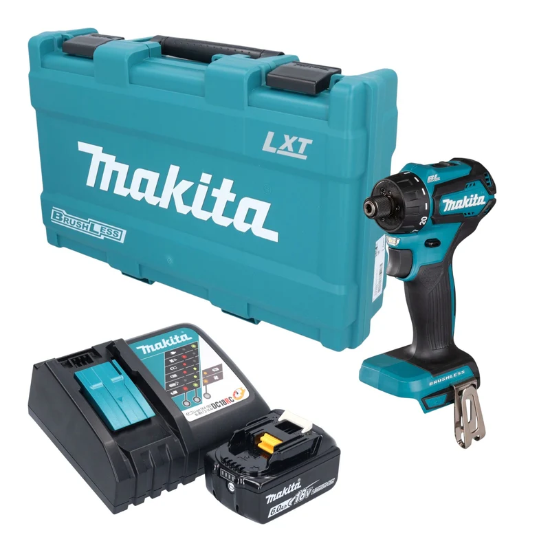 Makita DDF 083 RG1K Akku Bohrschrauber 18 V 40 Nm 1/4" Brushless + 1x Akku 6,0 Ah + Ladegerät + Koffer