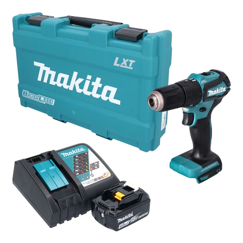 Makita DHP 483 RM1K Akku Schlagbohrschrauber 18 V 40 Nm Brushless + 1x Akku 4,0 Ah + Ladegerät + Koffer