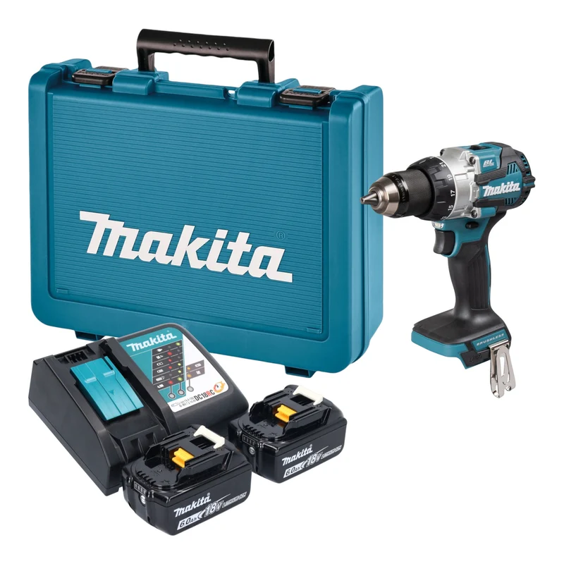 Makita DHP 489 RGE Akku Schlagbohrschrauber 18 V 73 Nm Brushless + 2x Akku 6,0 Ah + Ladegerät + Koffer