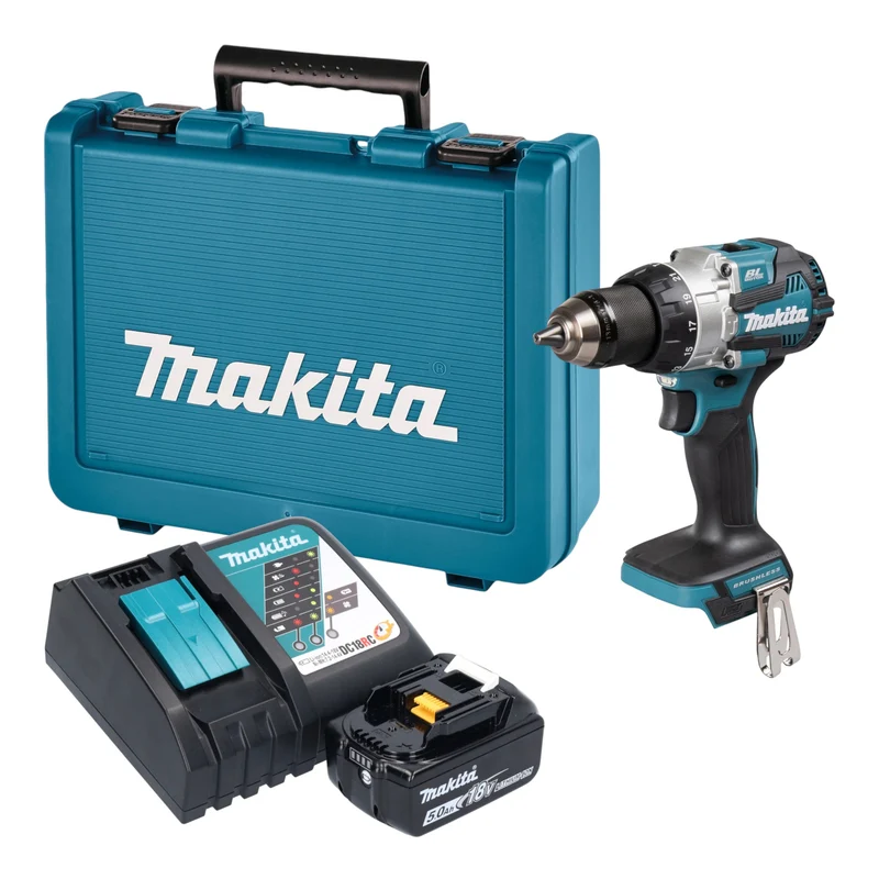 Makita DHP 489 RT1E Akku Schlagbohrschrauber 18 V 73 Nm Brushless + 1x Akku 5,0 Ah + Ladegerät + Koffer