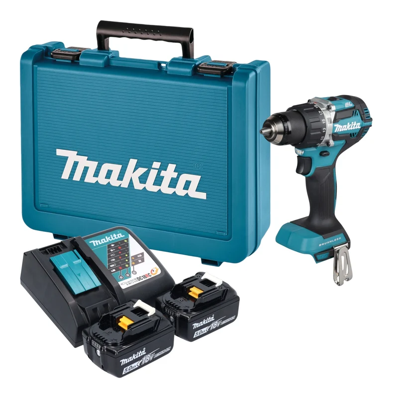 Makita DDF 484 RTE Akku Bohrschrauber 18 V 54 Nm Brushless + 2x Akku 5,0 Ah + Ladegerät + Koffer