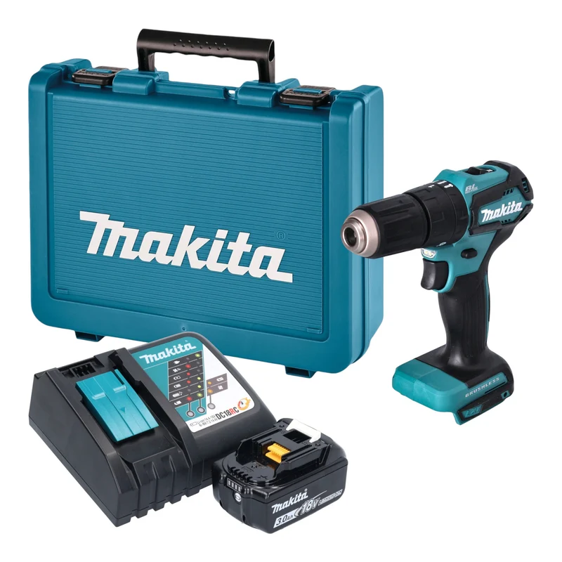 Makita DHP 483 RF1E Akku Schlagbohrschrauber 18 V 40 Nm Brushless + 1x Akku 3,0 Ah + Ladegerät + Koffer