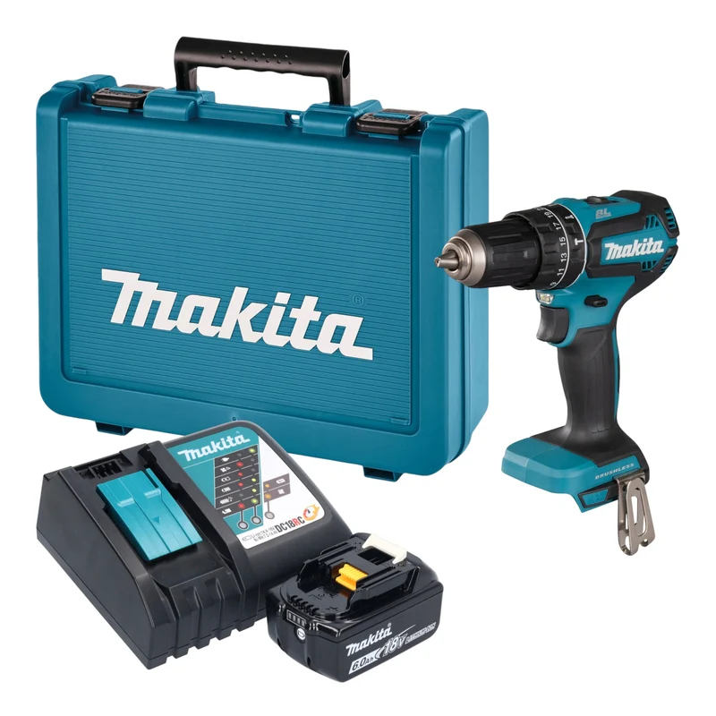 Makita DHP 485 RG1E Akku Schlagbohrschrauber 18 V 50 Nm Brushless + 1x Akku 6,0 Ah + Ladegerät + Koffer