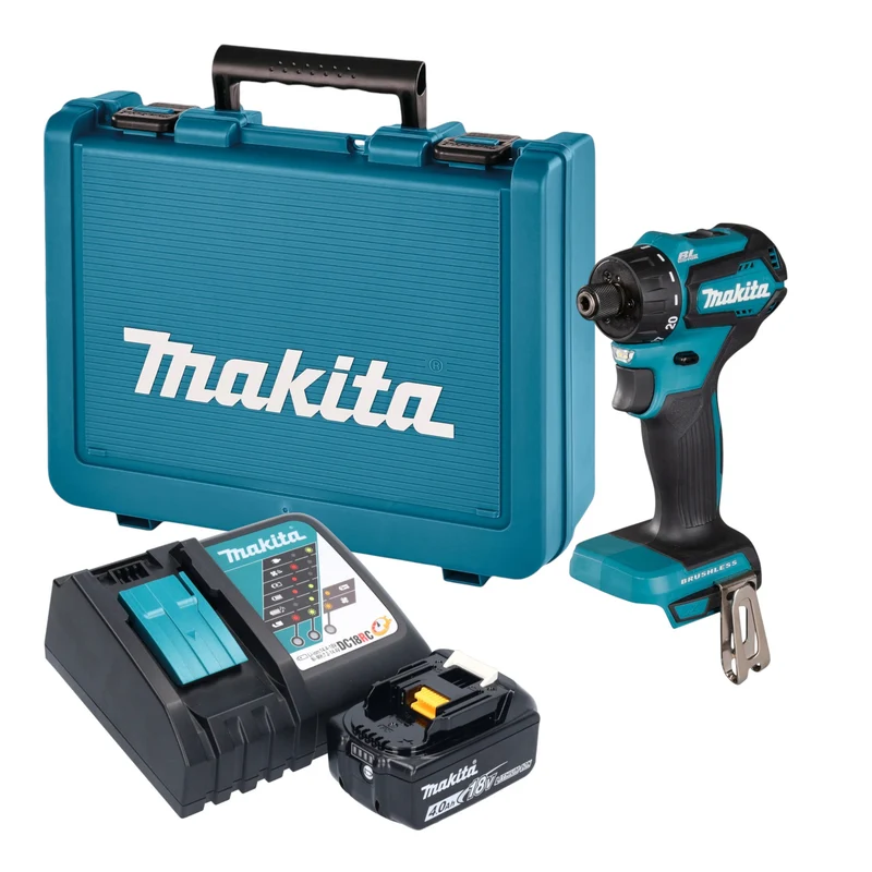 Makita DDF 083 RM1E Akku Bohrschrauber 18 V 40 Nm 1/4'' Brushless + 1x Akku 4,0 Ah + Ladegerät + Koffer