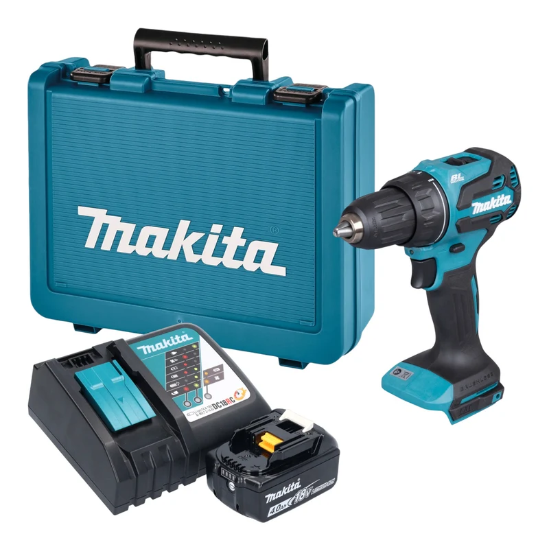 Makita DDF 490 RM1E Akku Bohrschrauber 18 V 65 Nm Brushless + 1x Akku 4,0 Ah + Ladegerät + Koffer