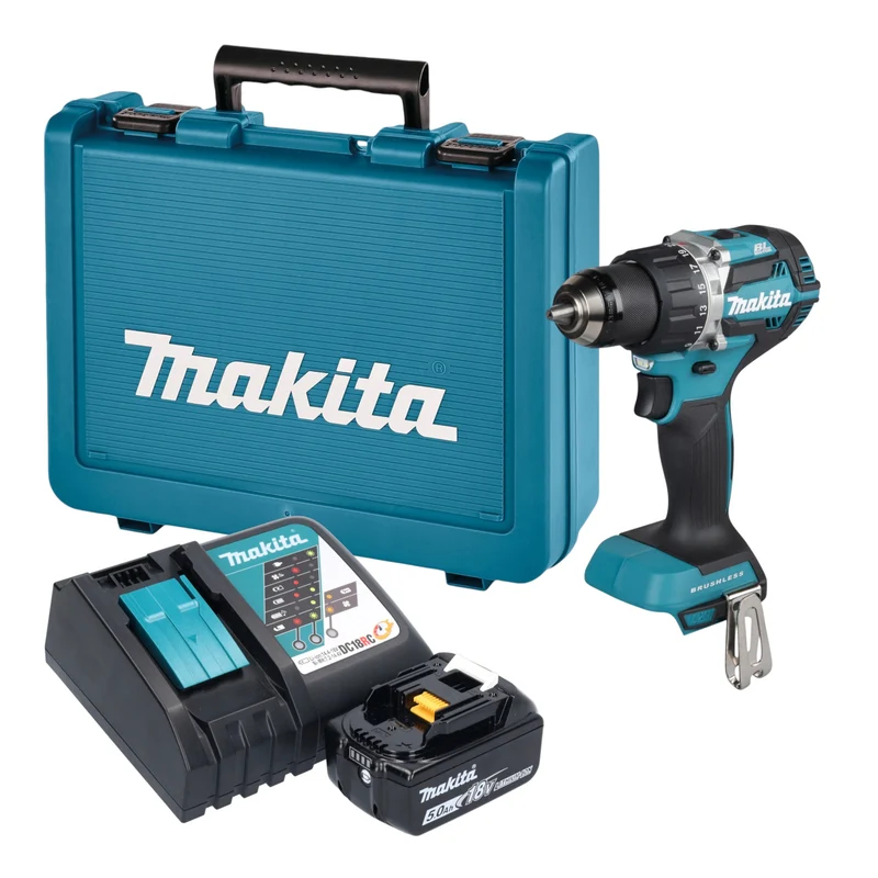 Makita DDF 484 RT1E Akku Bohrschrauber 18 V 54 Nm Brushless + 1x Akku 5,0 Ah + Ladegerät + Koffer