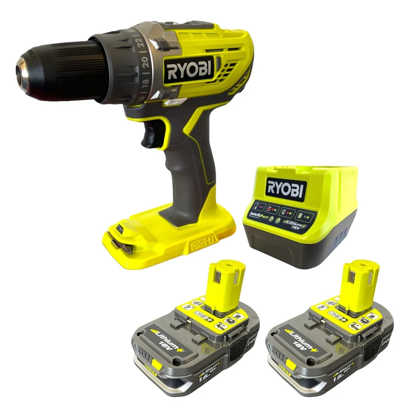 RYOBI R18DD3-215 Akku Bohrschrauber 18 V 13 mm 50 Nm + 2x Akku 1,5 Ah + Ladegerät