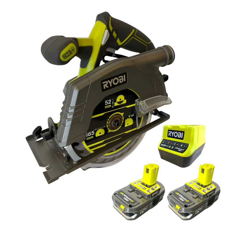 RYOBI R18CS-215 Akku Handkreissäge 18 V 165 mm + 2x Akku 1,5 Ah + Ladegerät