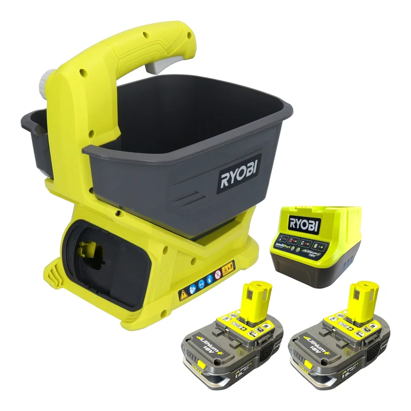 RYOBI OSS1800-215 18 V ONE+ Akku Universal Streugerät Streubreite 2,5 - 3,5 m + 2x Akku 1,5 Ah + Ladegerät