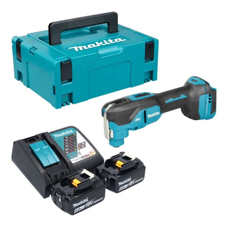 Makita DTM 53 RGJ Akku Multifunktionswerkzeug 18 V OIS / Starlock Brushless + 2x Akku 6,0 Ah + Ladegerät + Makpac
