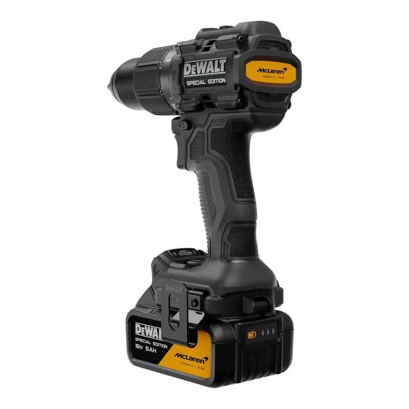 DeWalt DCD 86M P1T Akku Schlagbohrschrauber 18 V 90 Nm Brushless McLaren F1 Edition + 1x Akku 5,0 Ah + Ladegerät + TSTAK