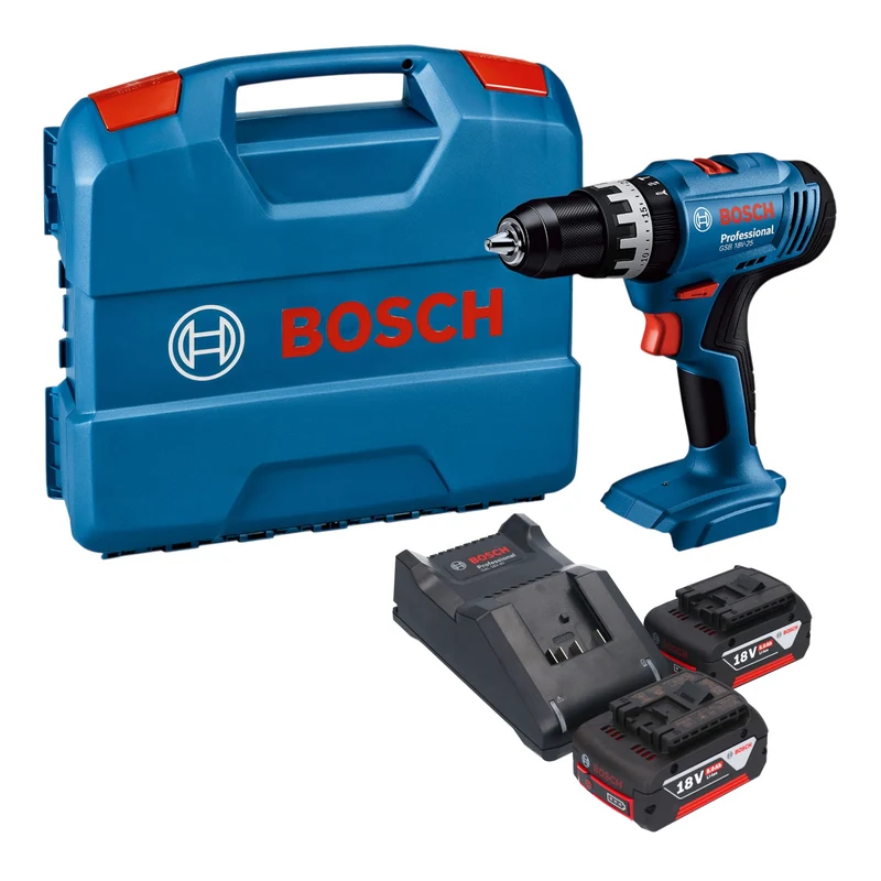 Bosch GSB 18V-25 Professional Akku Schlagbohrschrauber 18 V 56 Nm + 2x Akku 5,0 Ah + Ladegerät + L-Case