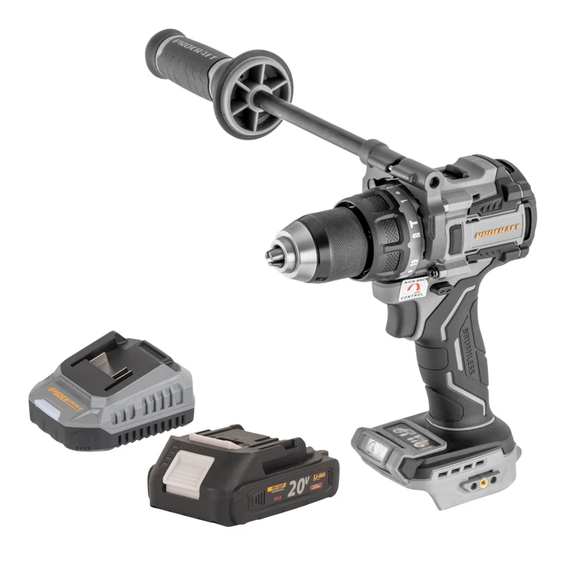 ProCraft Industrial CD20C-BB Akku Schlagbohrschrauber 20 V 120 Nm Brushless + 1x Akku 2,0 Ah + Ladegerät