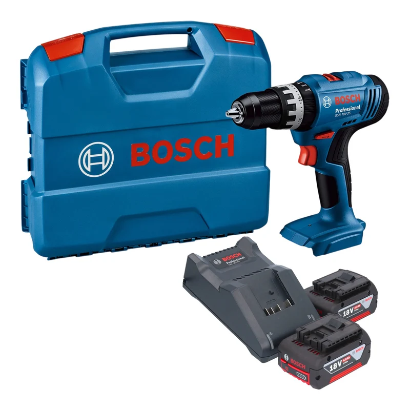 Bosch GSB 18V-25 Professional Akku Schlagbohrschrauber 18 V 56 Nm + 2x Akku 4,0 Ah + Ladegerät + L-Case