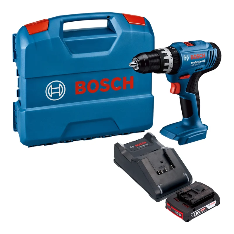 Bosch GSB 18V-25 Professional Akku Schlagbohrschrauber 18 V 56 Nm + 1x Akku 2,0 Ah + Ladegerät + L-Case