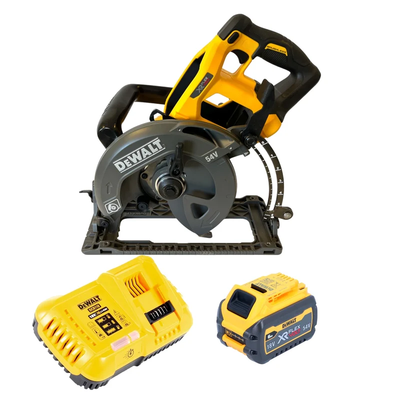 DeWalt DCS 577 T1 Akku Handkreissäge 54 V FlexVolt 190 mm Brushless + 1x Akku 6,0 Ah + Ladegerät