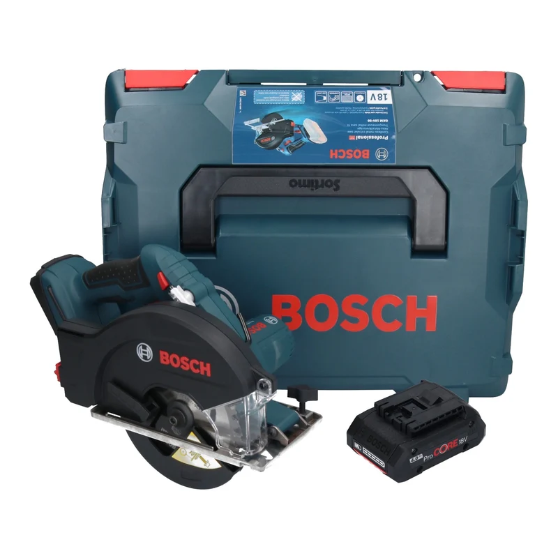 Bosch GKM 18V-50 Professional Akku Metall Handkreissäge 18 V 136 mm Brushless + 1x ProCORE Akku 4,0 Ah + L-Boxx - ohne Ladegerät